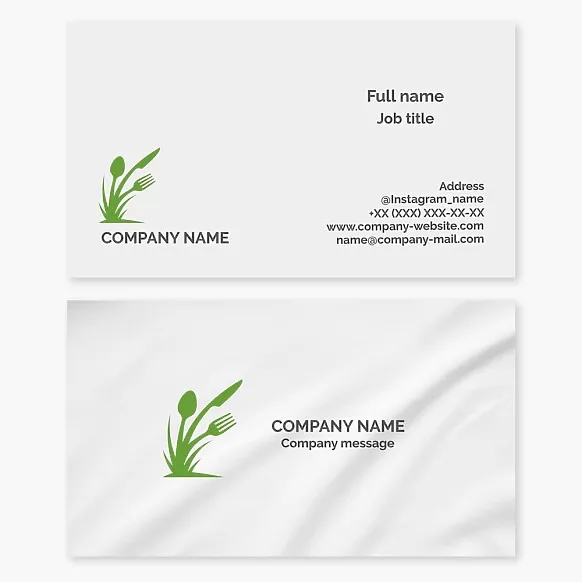 Eco Cutlery Logo Business Card Template. Organic Products & Food.