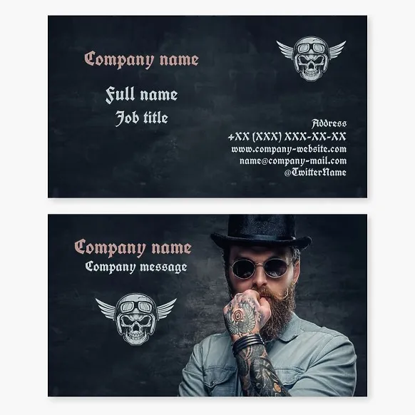 Tattoo business card template, salon, Motorcycle