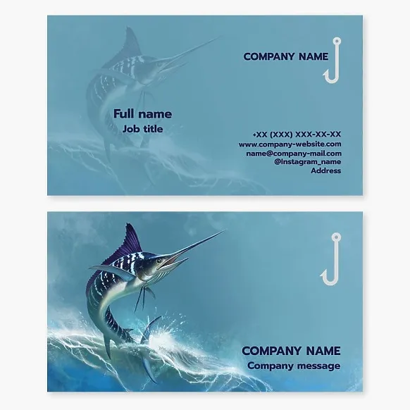 Marlin, fishing Business card template