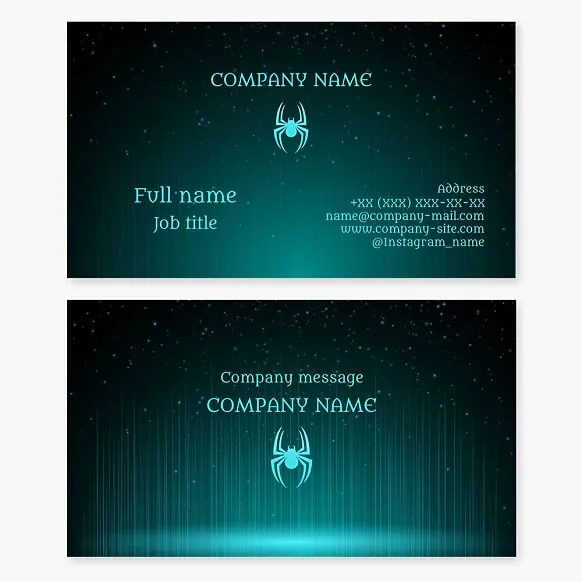 Business card template with a spider logo. Letter X.