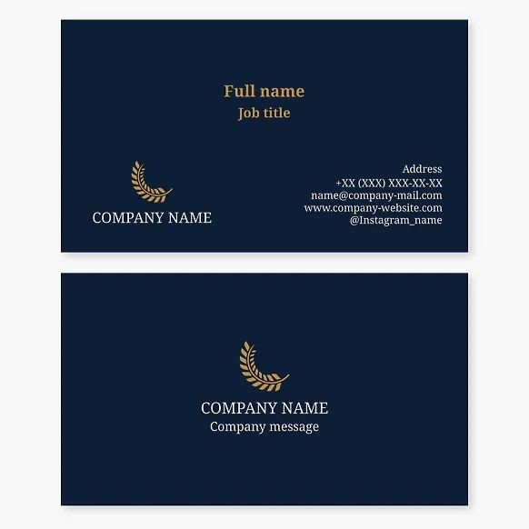 Business card template. Abstract. Wreath branch. Award production.