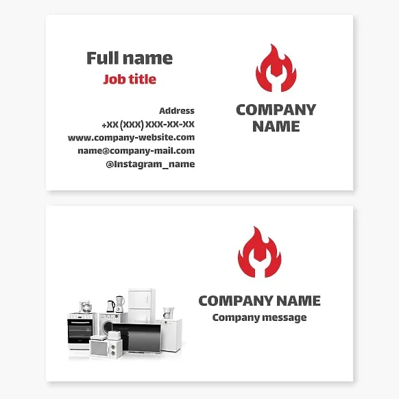 Business card template Repair of household and TV equipment