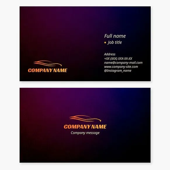 Automotive business card template with a car logo. Car dealership.