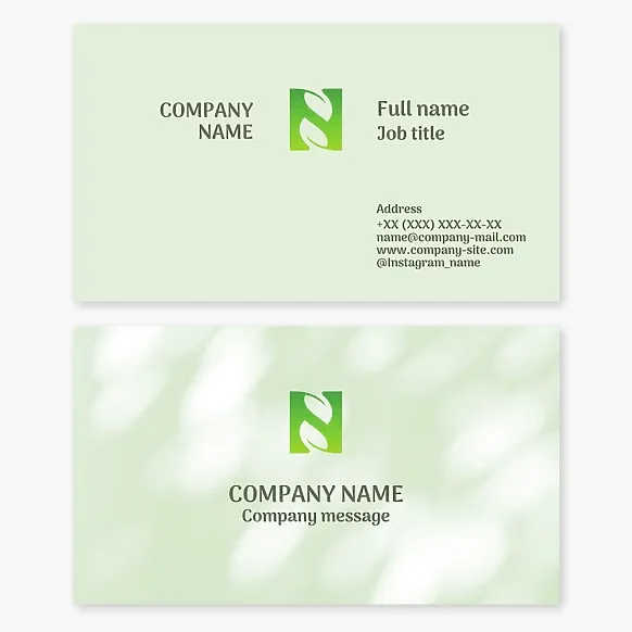 Business card template. Agricultural company. Letter N.
