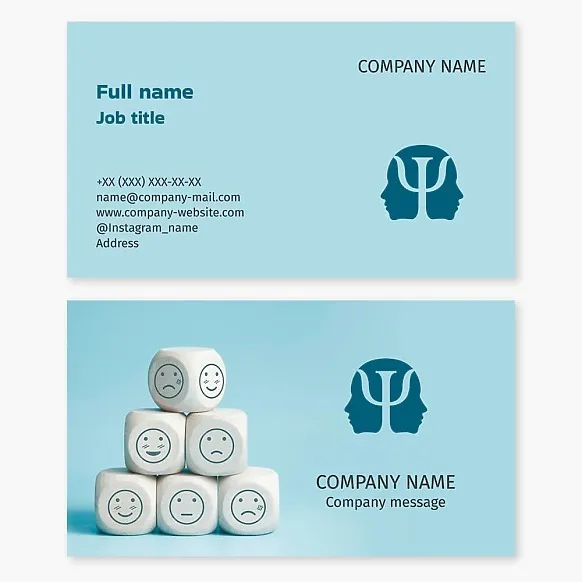 Light Blue Business Card, Psychology, psychoanalyst, psychotherapist, psychologist