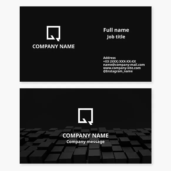 Business card template. Abstract. Speed, technology. Fast, accurate, innovative digital solutions or services. Warehousing services. The letter "Q."