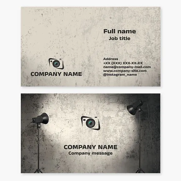 Photographer business card template. Photo studio.