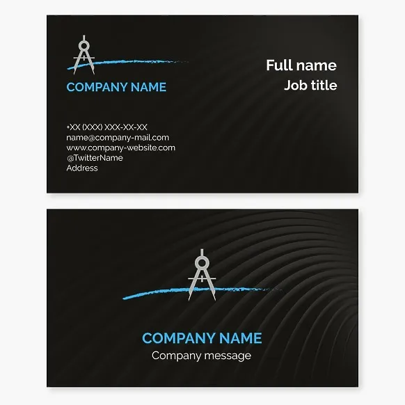 Stylish Black Business Card with Compass Logo, Design