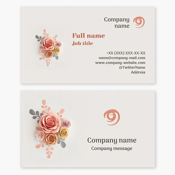 Business card template Flowers, bouquets, wreaths