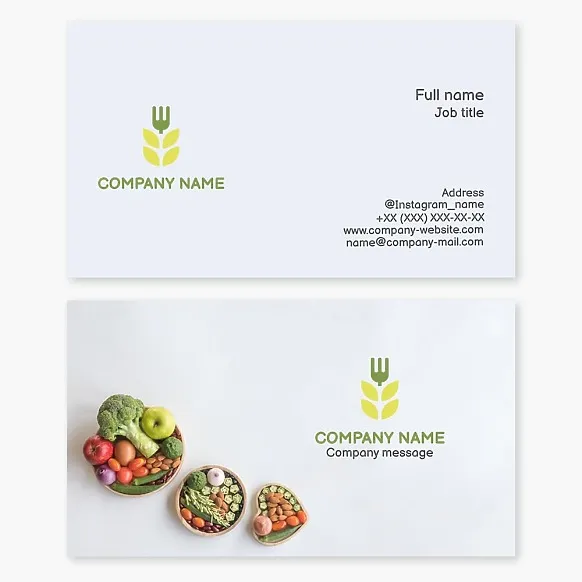 Business card template. Organic food.