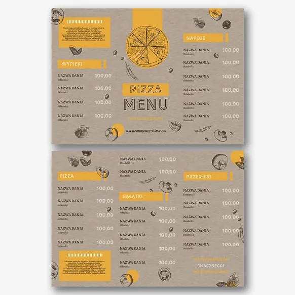 Szablon menu pizzerii