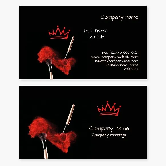 Business card template Makeup, female beauty, crown