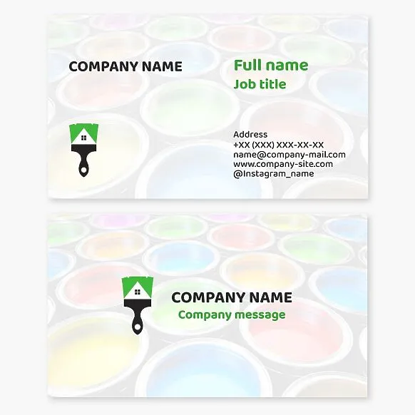 Business card template. Interior and exterior painting services. Paint store. Color studio.