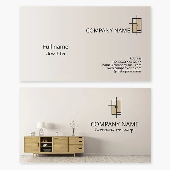 Business card template. Home and office furniture. Furniture store.