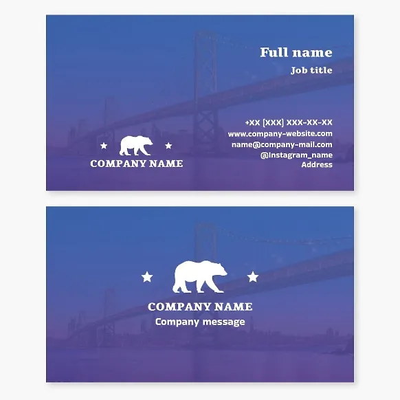 Business card template California coat of arms fragment, patriotism