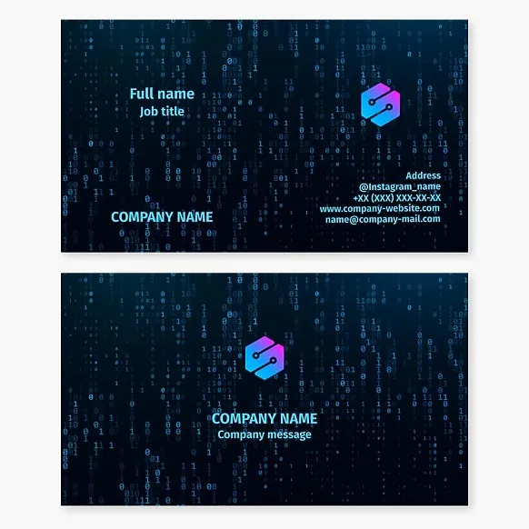 Business card template. Digital technologies, networks, innovation. Letter S.