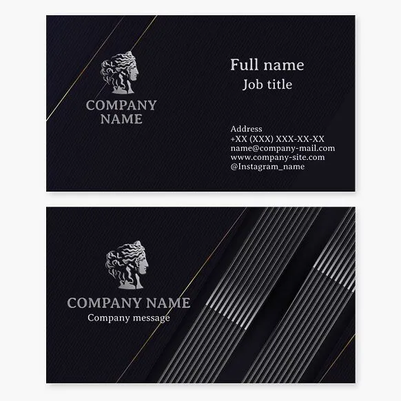 Business card template. Historical museum. Aphrodite, Venus. Goddess of love and beauty. Beauty salon.