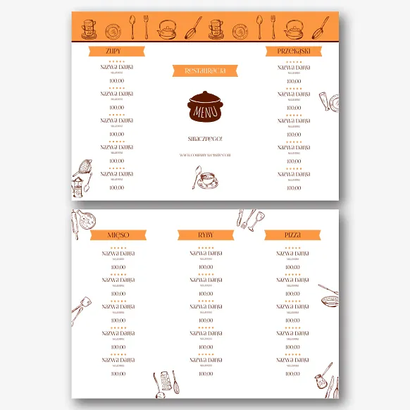 Szablon menu głównego dla restauracji