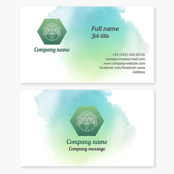 White Business card with a splash of colors