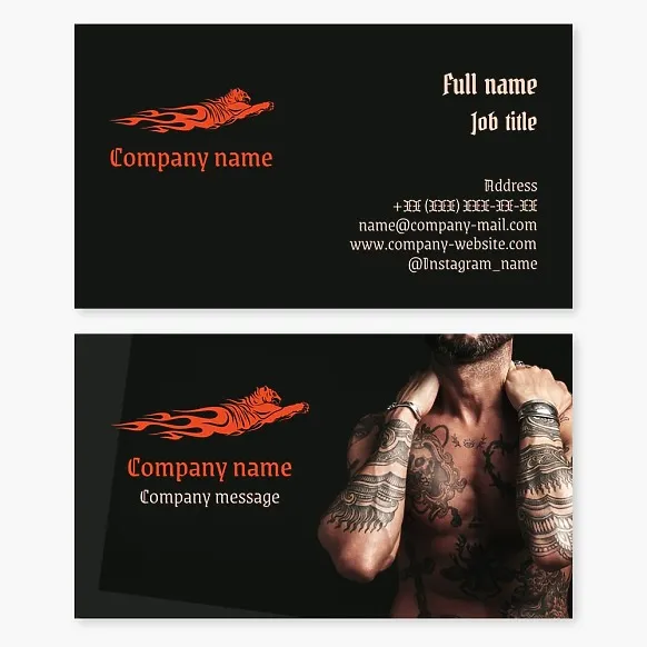 Business card template Tattoo, tattoo parlor, tiger