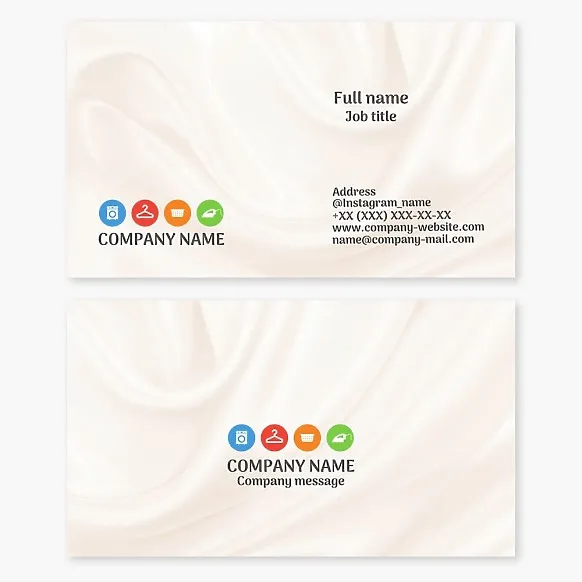 Business card template. Washing, drying, and ironing laundry and clothing.