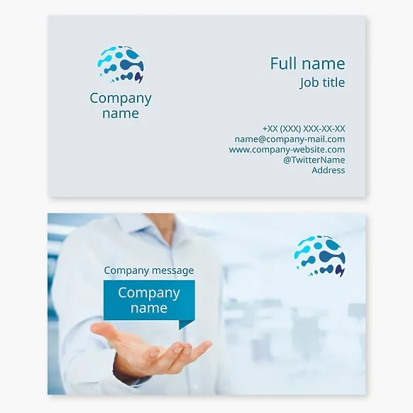 Business card template Team, corporate structure, crypto business, business solutions, multisystem, Abstract globe symbol
