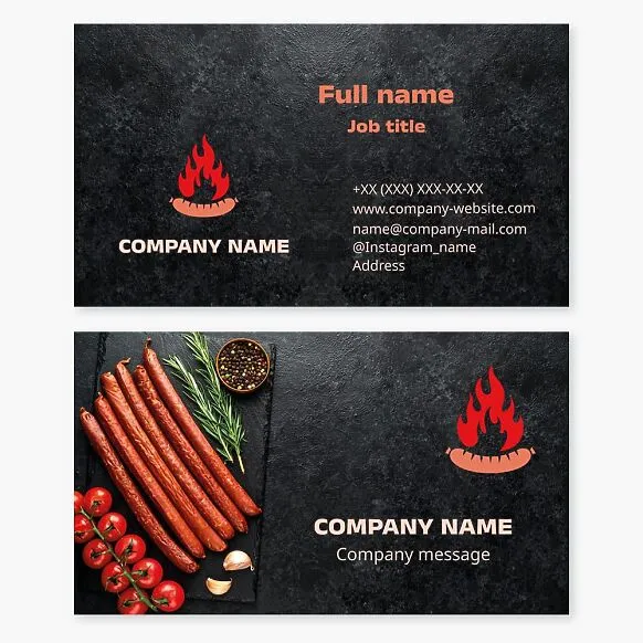 Business card template Production and sale of sausages