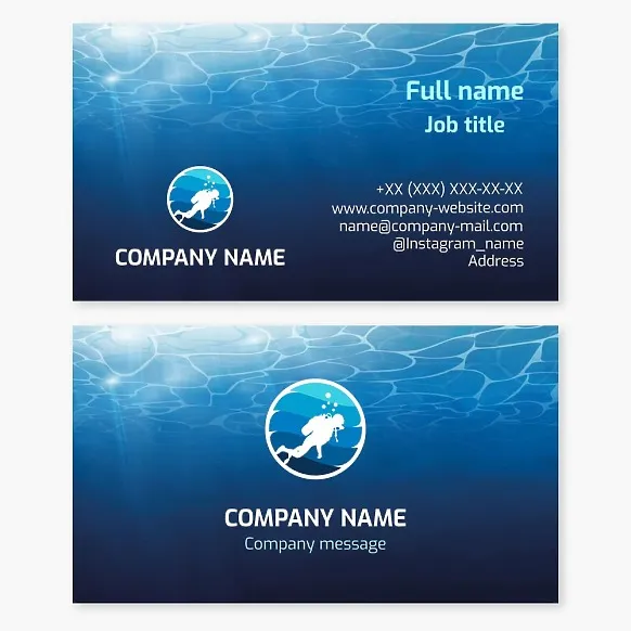 Diving, scuba diving business card template