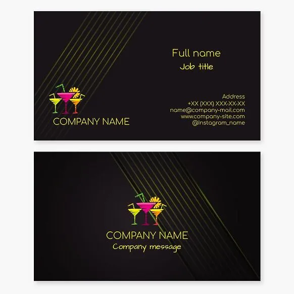 Business card template. Bar. Cocktails.