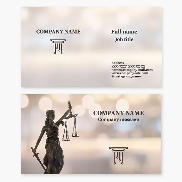Business card template. Law firm. Development and sales of electronic components and hardware for the legal industry. Letter T.