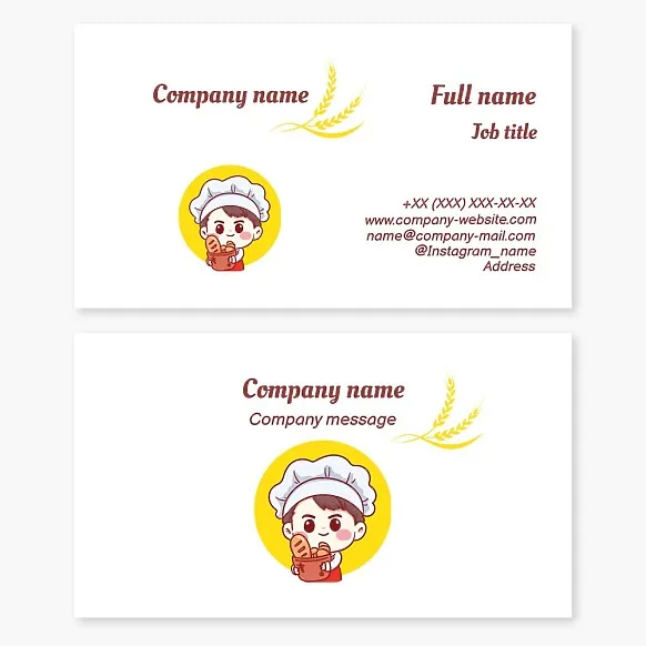 Business card template Bread and rolls production, bakery