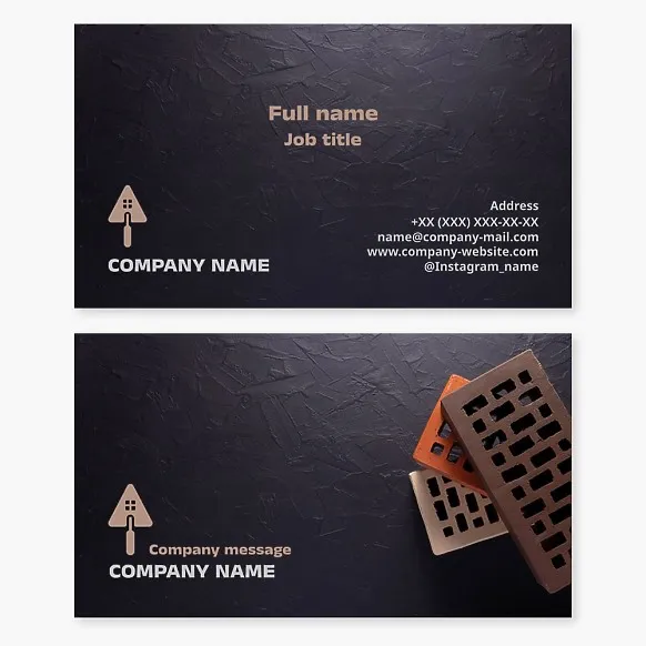 Mason business card template. Construction company.