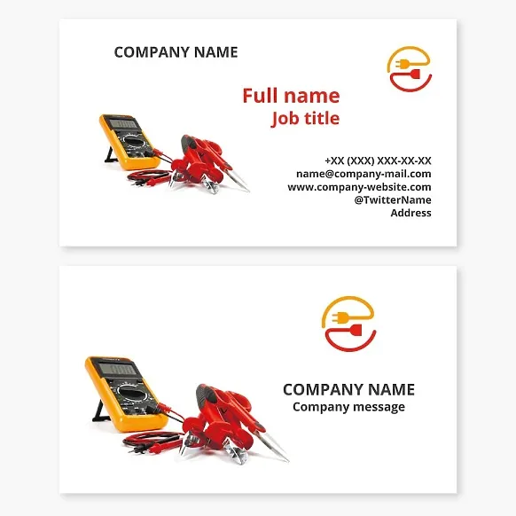 Business card template Electrician, letter E