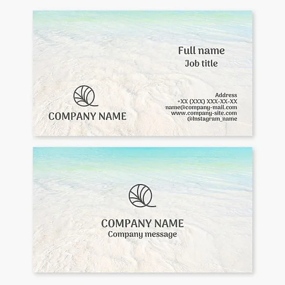 Business card template. Cosmetics and healing products made from sea minerals, algae, and sea salt.