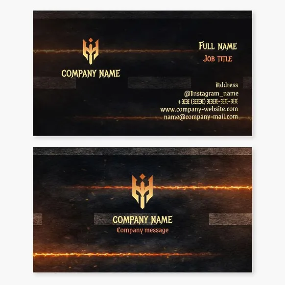 Business card template. Foundry, laser processing, spartan, trident. Soldering. Welding. Letter W.