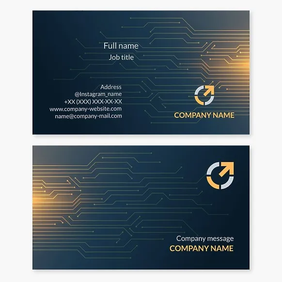 Business card template. Printed circuit board design technology and repair. Microengineering. Microelectronics.