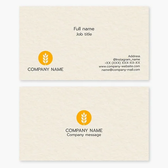 Business card template. Wheat. Agribusiness.