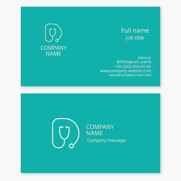 Medicine business card template. Letter D.
