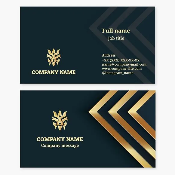 Abstract Royal Lion business card template. A large predatory cat with a crown. Abstract.