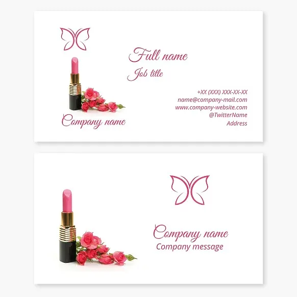 Business card template Cosmetics, make-up, butterfly