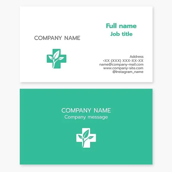 Medical business card template for healthcare. Organic pharmaceuticals. Pharmacy.