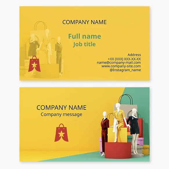 Business card template. Clothing store. Shopping mall.
