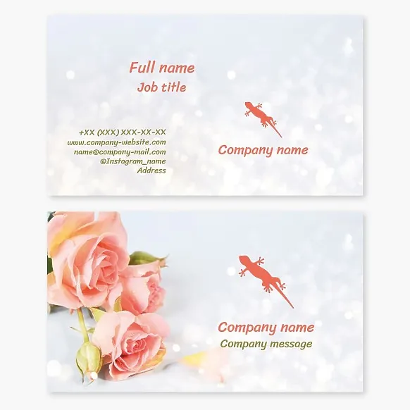 Business card template Lizard, roses, boutique, salon, shop