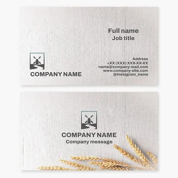 Business card template for agricultural and processing flour milling company.