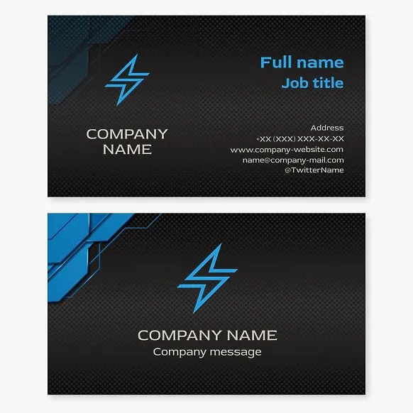 Business card template Lightning, electric discharge, speed, impulse