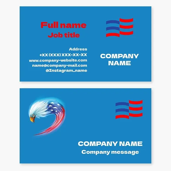 Business card template USA flag, patriotism