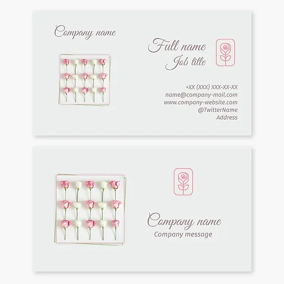 Business card template Rose, flowers