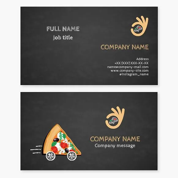 Pizza baking and delivery service business card template.