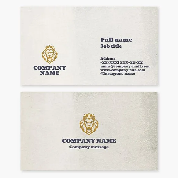 "Royal Lion" business card template. Abstract. Symbol of strength, courage, power, regal majesty, leadership, bravery, and generosity.