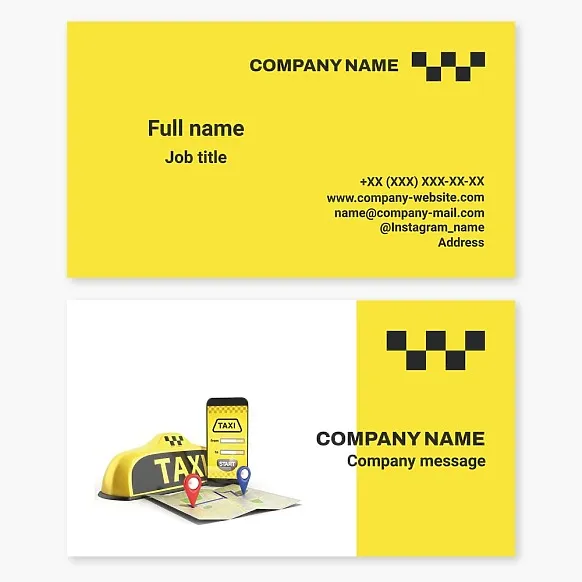 Taxi Business Card Template, Letter W